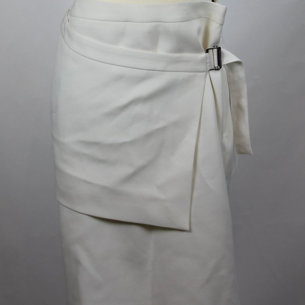 BCBG Maxazria Women's Skirt 8 White Half Apron Style Wrap w Belt